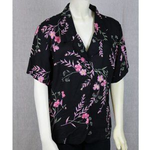 Black floral button up shirt